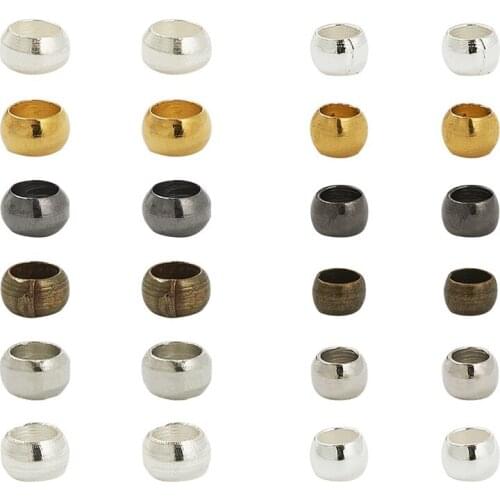 1 Box Brass Crimp Beads Metal End Bead End Cap Rondelle Round Mixed Color for Jewelry Making DIY Bracelet Necklace Accessories