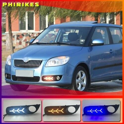1 Pair For SKODA Fabia 2008-2011 12V ABS LED DRL Daytime Running Lights Fog Lamp Cover Car- styling