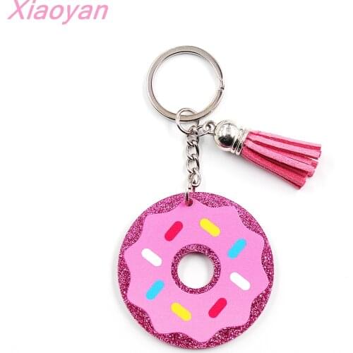 1piece) Donut Keychain Cute Kawaii Food Glitter Acrylic Keychain