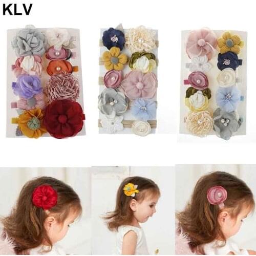 10Pcs Fashion Flower Baby Headband Super Soft Nylon Infant Baby Hair Band Baby Girl Hair Accessories Photography Props
