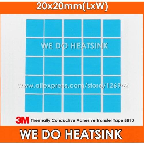 100pcs 20x20mm 3M 8810 High Performance Thermal Transfer Double Sided Tape Acrylic Adhesive