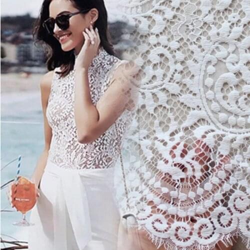 150 CM Wide 300Cm Long Off White and Black Soft Beautiful Dress Blouse Bride robe Cloth DIY sewing Fabric Lace Material