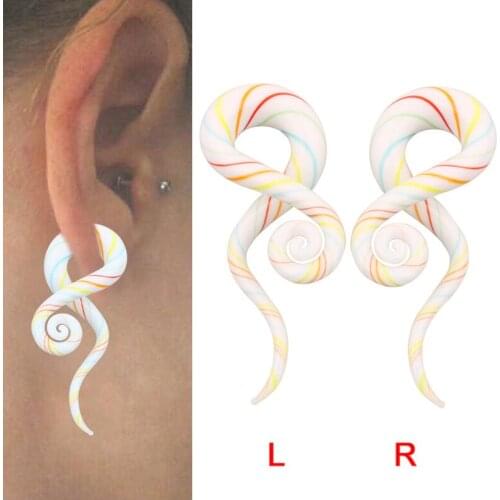 2pcs Glass Candy Color Ear Spiral Taper Gauges Ear Plugs and Tunnels Flesh Gauge Ear Stretching Expanders Piercings Body Jewelry