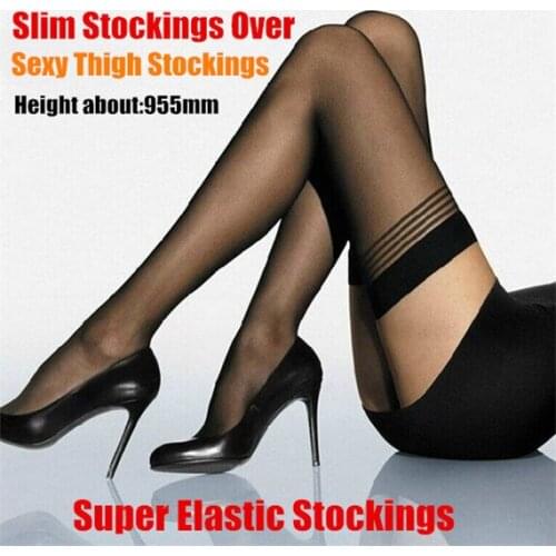 20pairs! Translucent Sexy Ultrathin Sexy Womens 73-95cm Super Elastic Sheer Thigh Silk Stockings Over,Top Silicone Band Stay Up
