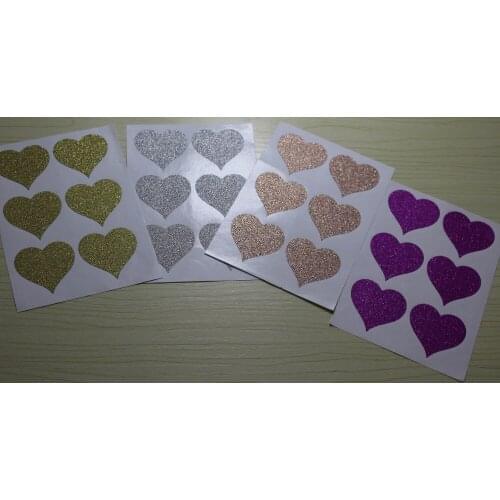 3.8cm 4 glitter mixed colors Valentine love heart Stickers
