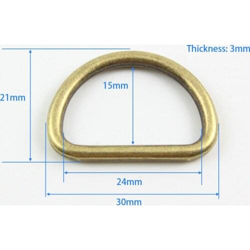50 Pieces 24mm (1") Antique Brass Color Welded Metal D Ring For Purse Bag Handbag