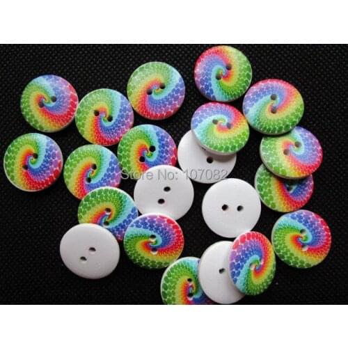 500pcs/lot 20mm Painted Kids' Wooden Buttons Sewing Wood 2 Holes Round Button Embellishments For Scrapbooking Craft
