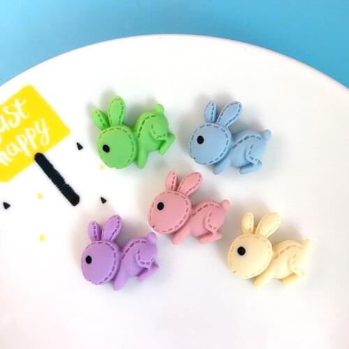 5colors Cartoon Figure Animals Rabbits Charms 6pcs Flat Back Glue Setting Bunny Pendant Jewelry Decoration Croc Diy Findings