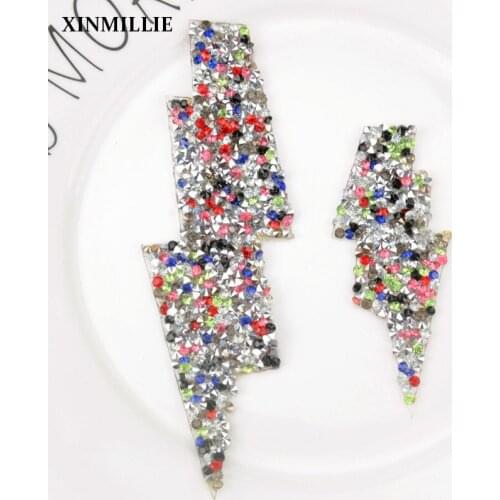 10pcs/lot Lightning shape Rhinestone Applique Hotfix Stones And Crystals Iron On Clothing Shiny Diy Decoration Accessories