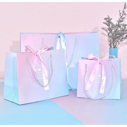 AVEBIEN Ins Style Gradient Gift Bag Wedding Decoration Wedding Favors and Gifts Chocolate Paper Gift Bags with Handles 10pcs