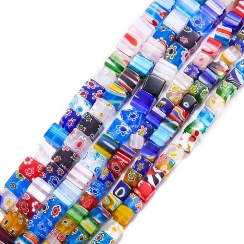 Bouquet Mille-Fleurs Glaze Square Beaded Flat Beads round Beads DIY Ornament Accessories Mixed Color Bracelet Necklace Material