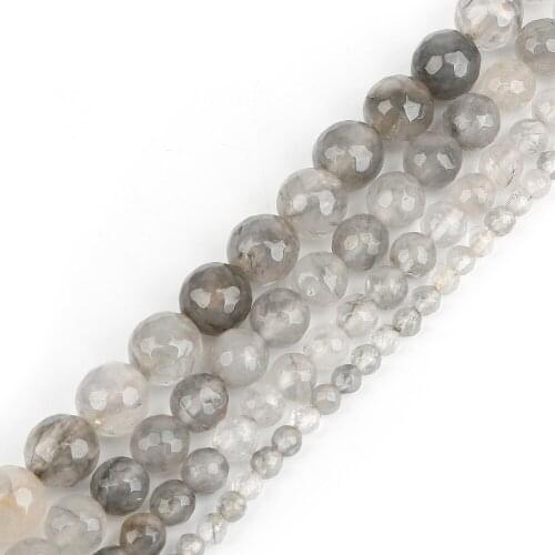 Natural Stone Beads 4/6/8/10mm 15'' Faceted Cloud Gray Beads Loose Spacer Beads For Jewelry Making DIY Bracelet Necklace