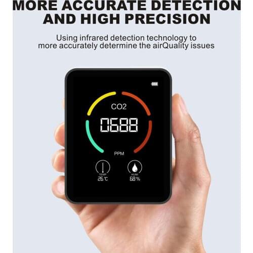Air Monitor Carbon Dioxide TVOC Sensor Detect Temp Greenhouse Humidity Digital Measurement LCD Color Screen Display Gas Analyzer
