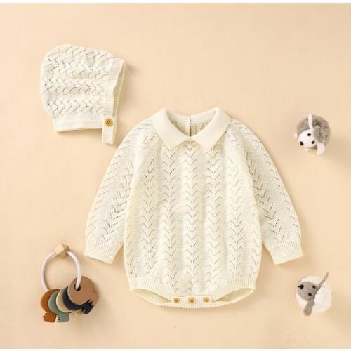 Ma&Baby 0-18M Winter Newborn Infant Baby Girls Boys Romper Knitted Jumpsuit Warm Soft Baby Clothing Autumn Costume + Hat