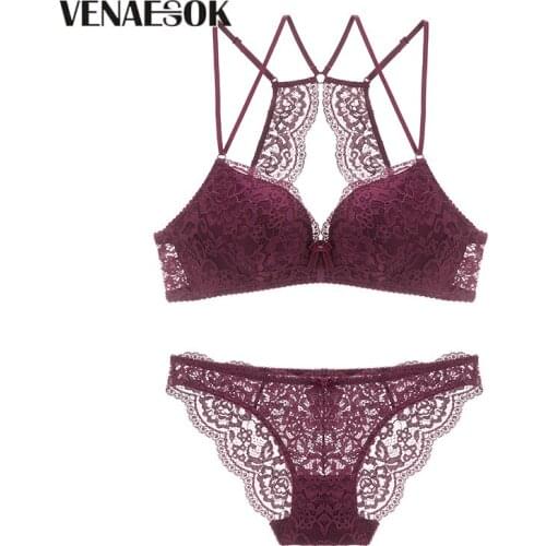 Purple Young Girl Embroider Lingerie Set Lace Green Bra A B C Cup Thick Cotton Brassiere Women Bra Set Push-up Sexy Underwear