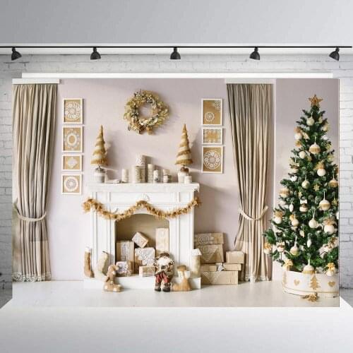 Christmas Backdrops for Photoshoot fireplace Photo Background Xmas Decoration Photography Props kids picture party event vinyl