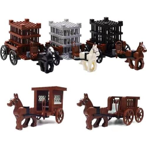 Creartor MOC Building Block Accessories Medieval knight Medieval Catapult Soldier Carriage Chariot Bricks Castle Toys For Boy