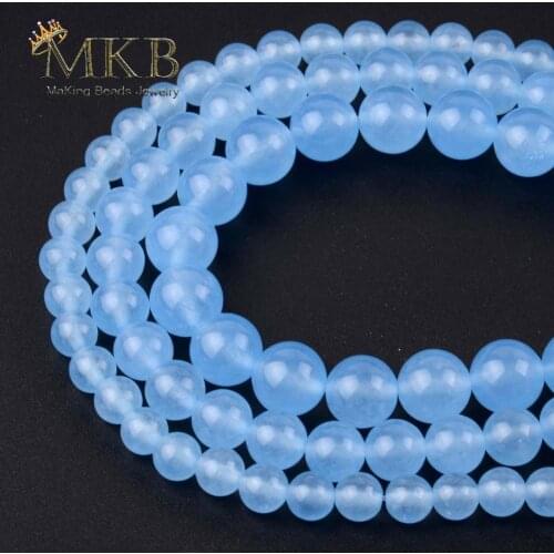 4/6/8/10/12mm Blue Jades Round Beads For Jewelry Making 15inches Natural Stone Loose Beads Fit Diy Bracelet Necklace Wholesale