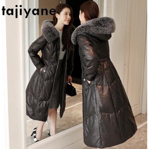 Jackets Sheepskin Real Women 2021 White Duck Down Jacket Female Natural Fox Fur Collar Hooded Parkas Abrigo Mujer TN794