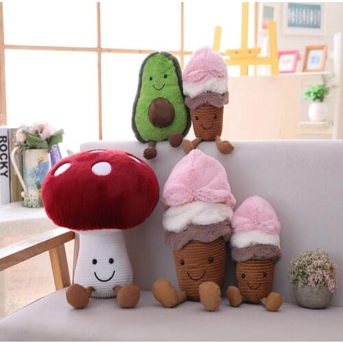Cute Ice Cream Plush Toy Soft Mushroom Pillow Avocado Doll Gift Childrens Plush Toy Home Decoration