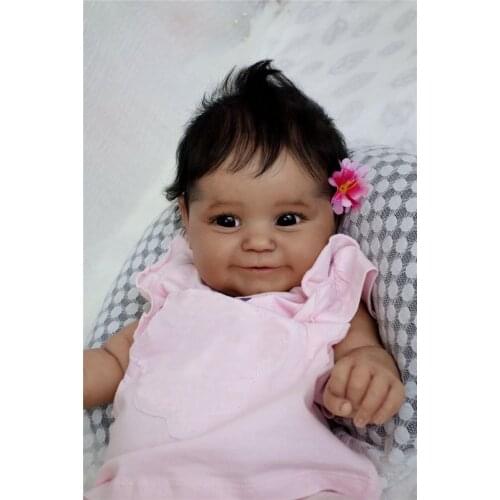 NPK 50CM Soft Body Black Skin African American Baby Maddie Reborn Baby Girl Flexible Handrooted Hair with Bottle and Pacifier