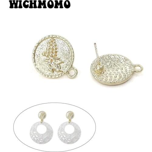 2021 New 18*15mm 6pcs High Quality Zinc Alloy Round Rice Ear Pattern Earring Base Connectors for DIY Earring Jewelry Accessories