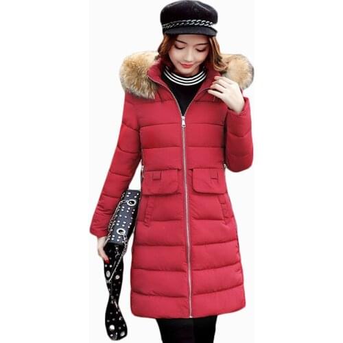 2017 NEW HOT WOMEN WINTER JACKER MID-LENGTH LARGE FUR COLLAR THICKEN WARM FEMALE PARKAS COTTON WADDED COAT HIGH QUALITY ZL576