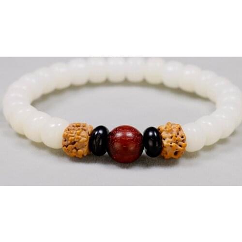Fashion Wholesale Jewelry Strand Bracelet Men White Bodhi Bracelet For Women and Children Gift Lover Natural Wood Beaded Jewelry