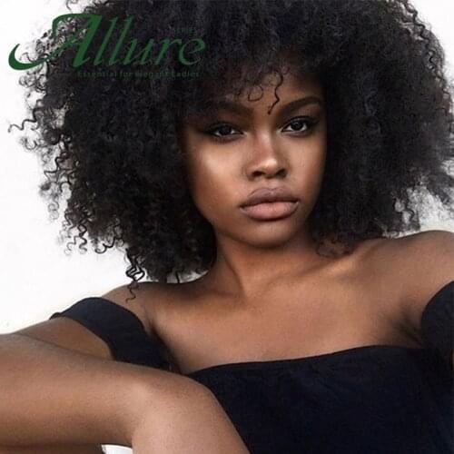 Afro Kinky Curly Wig With Bangs Curly Human Hair Wig For Black Women Full Machine Made Glueless Brazilian Remy Hair Wigs Allure