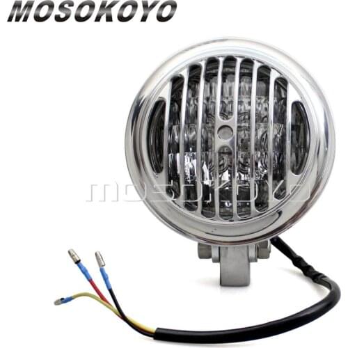 Polish Vintage H4 Bulb Motorcycle Grille Cover Headlight Custom Front Lamp for Cafe Racer Sportster Cruiser Scrambler