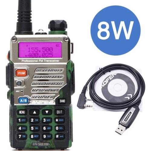 BaoFeng UV-5RE 8Watts 8w Walkie Talkie powerful Dual Band UV5RE Two Way Radio Handheld 10km Long Range Portable Radio+cable