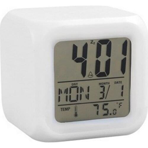 Portable Lovely Fashion 7 Colors Change Square Digital Alarm Clock with LCD Screen Display Luminous Mode Home Office UseHot