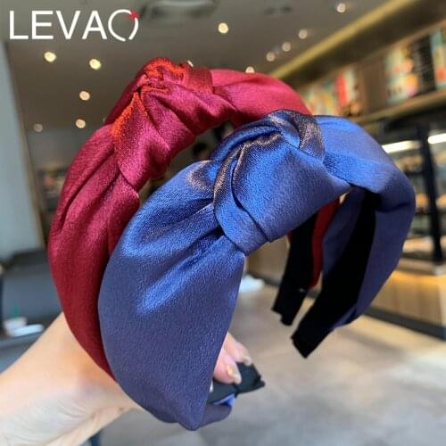 Levao Women Satin Knotted Headband Solid Color Hair Bands or Girls Hair Accessories Casual Colorful Cross Knot Twist Hairband