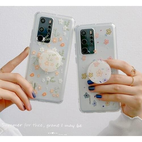 Dried flower transparent protective cover HUAWEI P50 P40 P30 pro mobile phone holder HUAWEI Mate 40 30 pro Nova4E soft shell