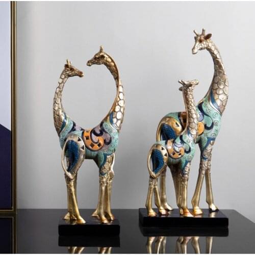 LUXURY RESIN ELEPHANT GIRAFFE DECORATION LIVING ROOM BEDROOM ANIMAL SCULPTURE DISPLAY HOME DECORATION WEDDING BIRTHDAY GIFT