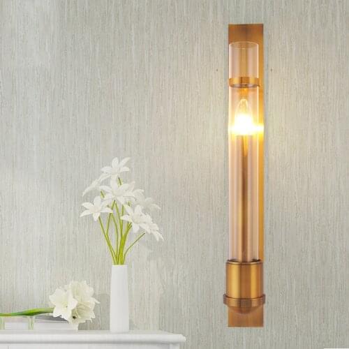 Glass Wall Lamp Post-modern Metal Plating led Wall Sconce Hotel Lighting Living Room Bathroom led Mirror Light Long Sconce lamp