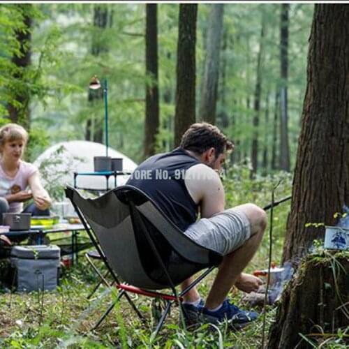 Ultralight outdoor folding chair portable fishing chair backrest small stool camping moon chair lazy chair