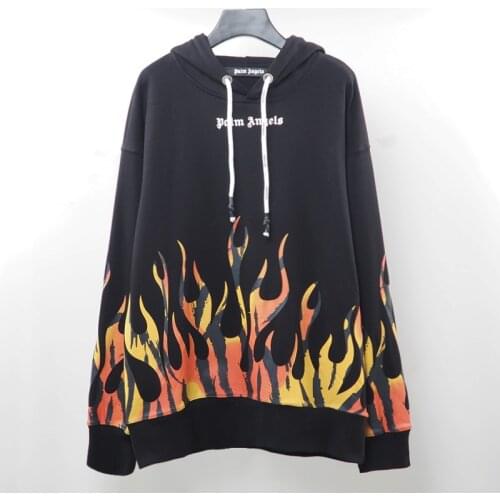 Palm Angels Men Women Unisex Lovers Casual Fashion Flame Streetwear Loose Hooded Hoodie Boyfriend Gift Sports Jacket 5122