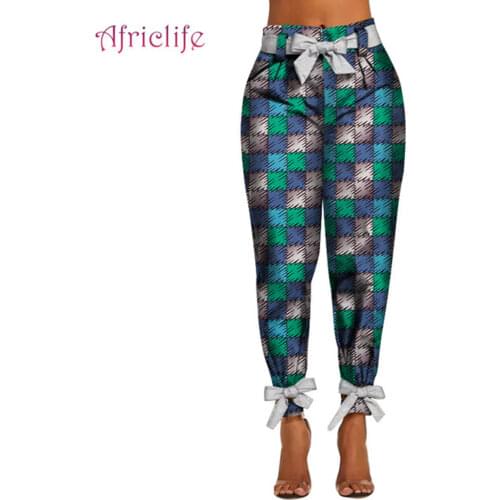 Harem Pants Long Lady 2021 Newest Fashion Wommen African Wax Print Cotton Dresses with Adjust Belt for Female WY4572