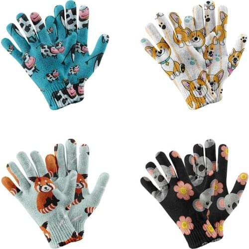 3D Printed Animal Women Knit Gloves Fashion Casual Ladies Winter Glove Unisex Autumn Warm Outdoor Work Gloves Luvas De Senhora