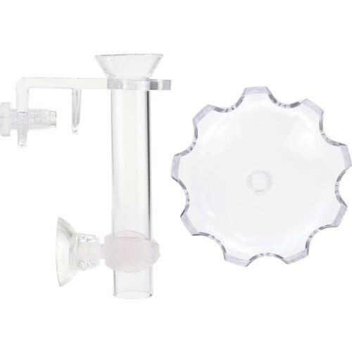 1Set Shrimp Feeding Dish Acrylic Shrimp Food Feeder with 6cm Dish Bowl for Aquarium Fish Tank Fish Food Feeding Tube