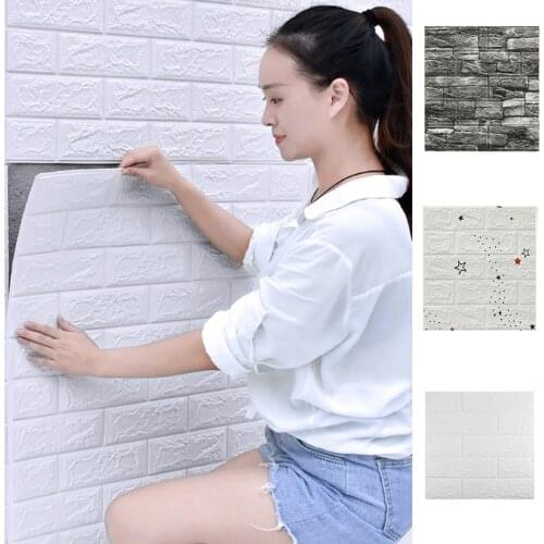 10pcs 3d Wall Panels Foam Wallpaper Sticker Self Adhesive Waterproof Wall Sticker Brick Diy House Decoration
