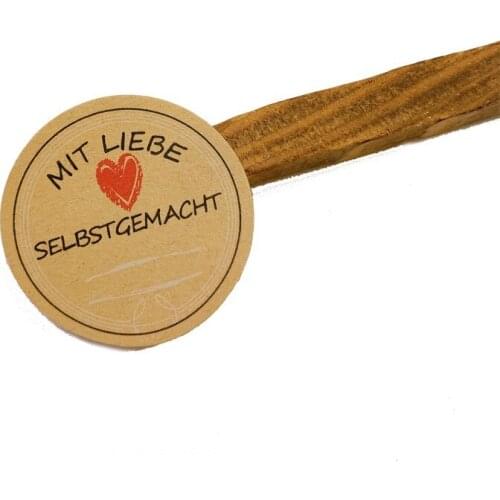 120pcs/pack Round kraft paper MIT LIEBE SELBSTGEMACHT red heart sealing sticker graffiti Cowhide Envelope packaging seal 35MM