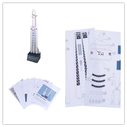 3D Paper Model Puzzle Heavy-duty Rocket 42cm 1:160 SpaceX Falcon Student Hand Class DIY Space Paper Model Origami Toy