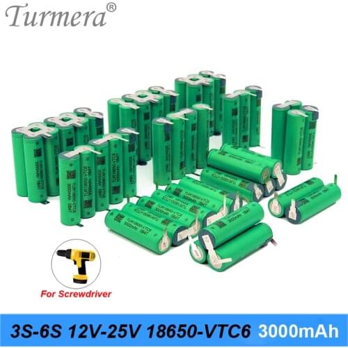 3S 4S 5S 6S 12.6V 16.8V 18V 25V 18650 Battery Pack US18650VTC6 3000mAh 600mAh 30A for shura screwdriver battery (customize) 3S