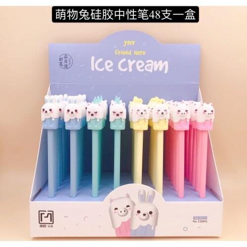 48pcs Gel Pens Cute rabbit black colored kawaii gel-ink pens pens for writing Cute stationery office school supplies 0.5mm