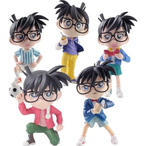 16-18cm 5pcs Anime Football TUX Detective Conan Child Kid Jimmy Kudo Kudou Shinichi PVC Action Figure Model Toys Gift Brinquedos