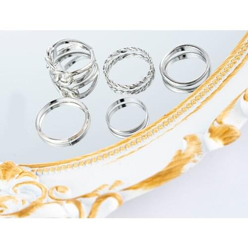 5Pcs/Set Fashion Punk Minimalist Ring Set for Women Bohemia Vintage Metal Knuckle Finger Rings Jewelry