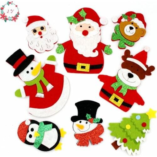 50pcs Die-cut Christmas Santa Claus,Reindeer,Snowman,Penguin,Tree,Bear Appliques Felt Patches for Party, Costumes Decoration