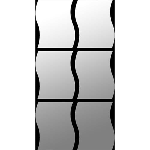 6pcs Wavy Edged Plastic Mirror Self-Adhesive Mosaic Mirror Stickers Decal 10*12cm Wall Decorative Mirror Glass Sticker